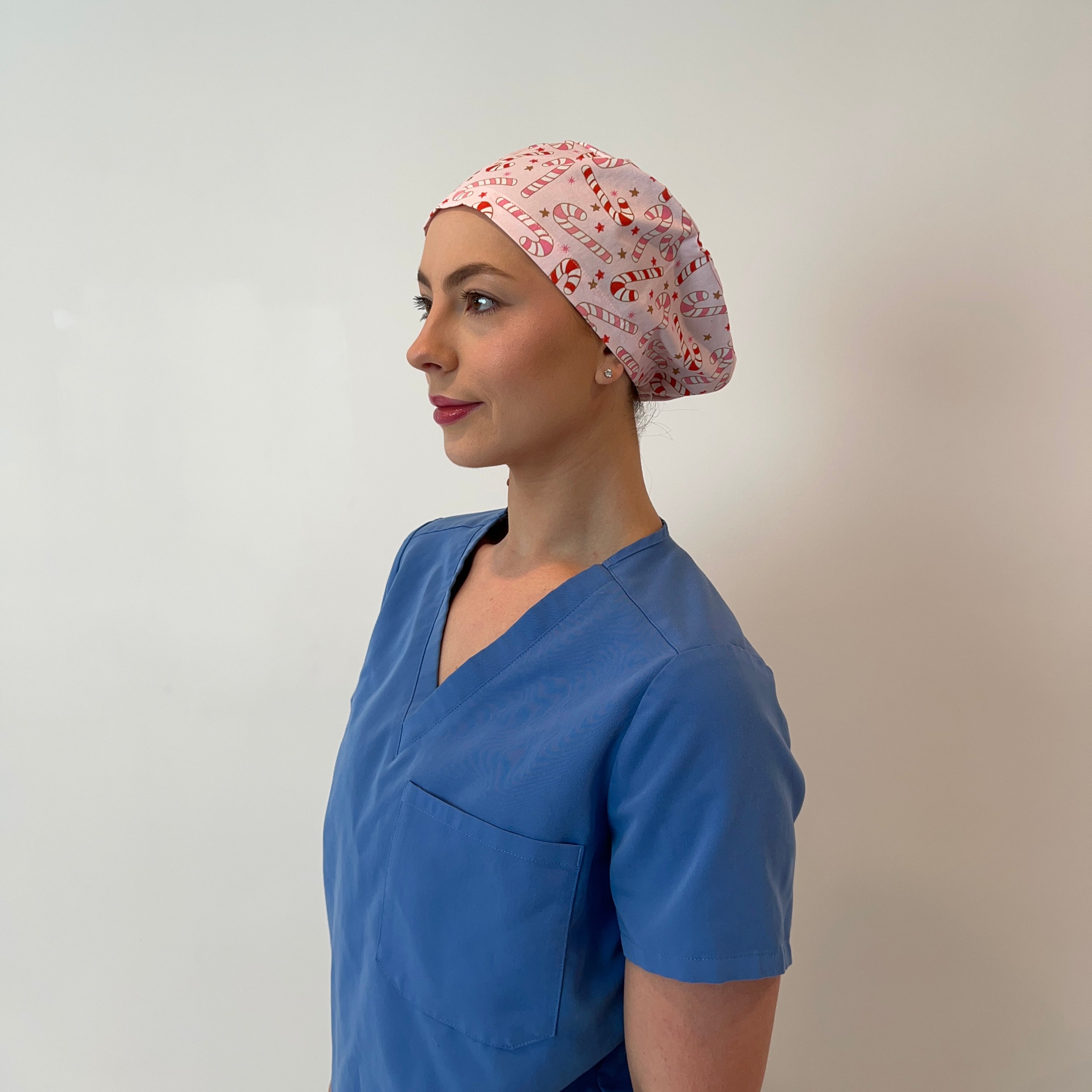 Candy Cane scrub cap side view