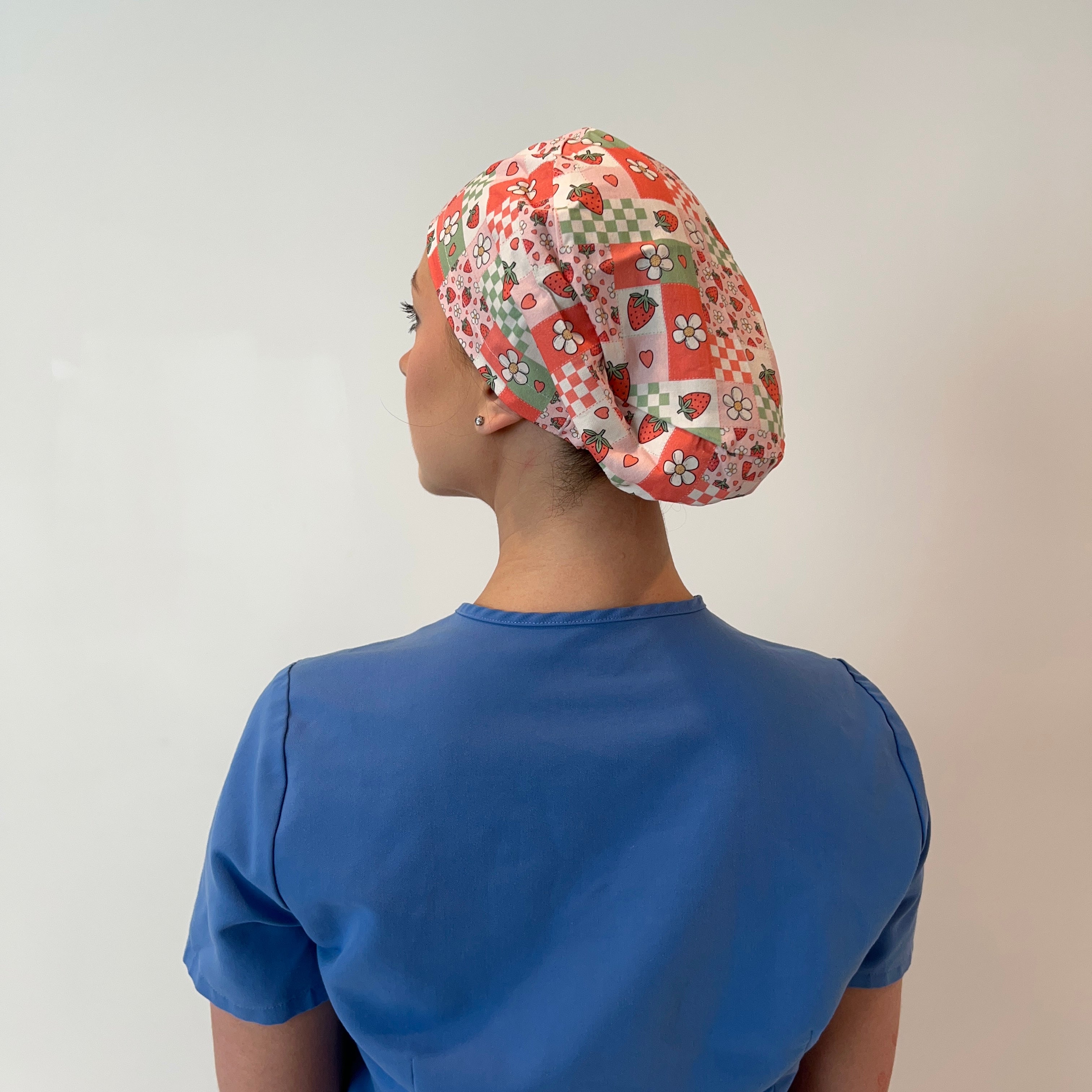 Strawberry Patch scrub cap back view