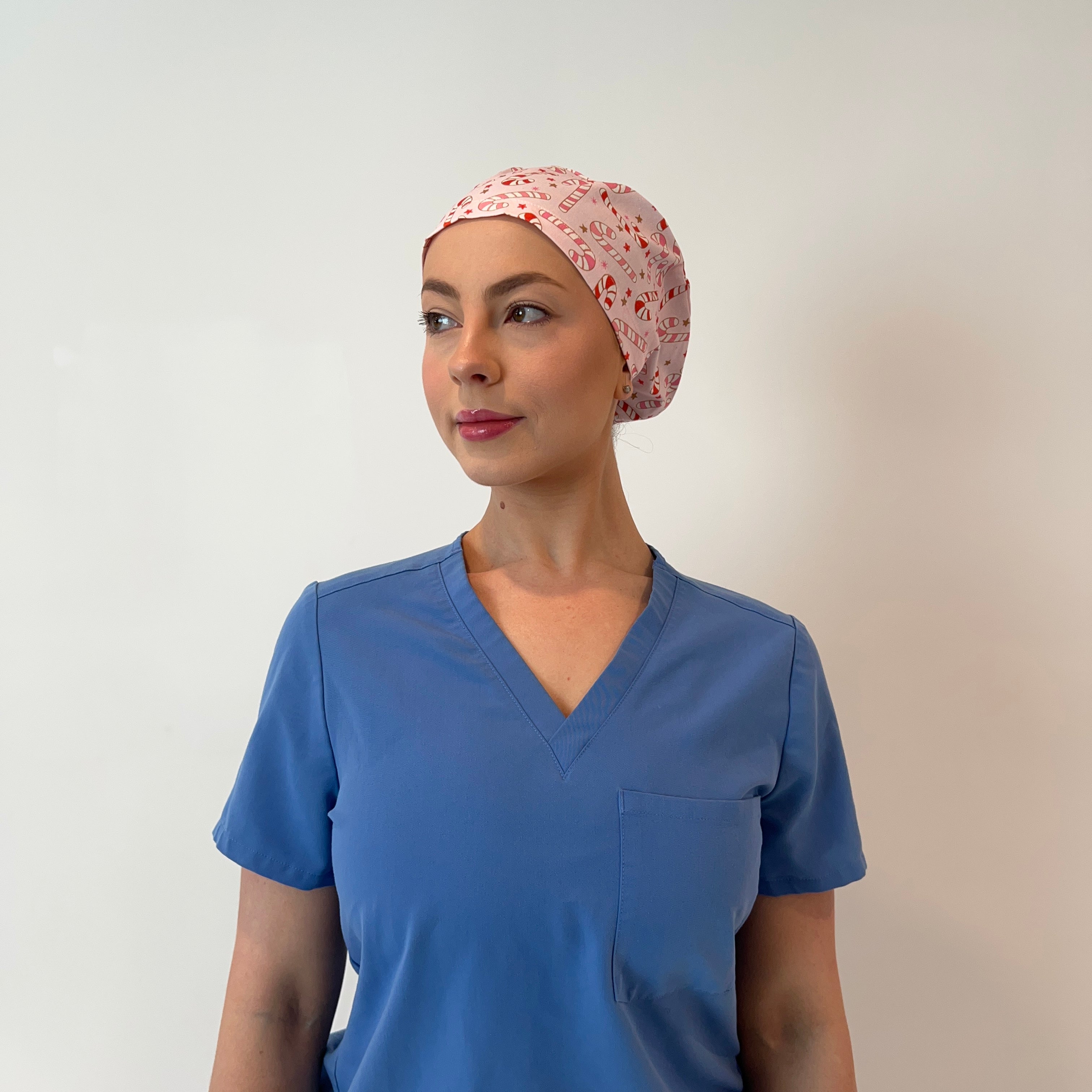 Candy Cane scrub cap front view
