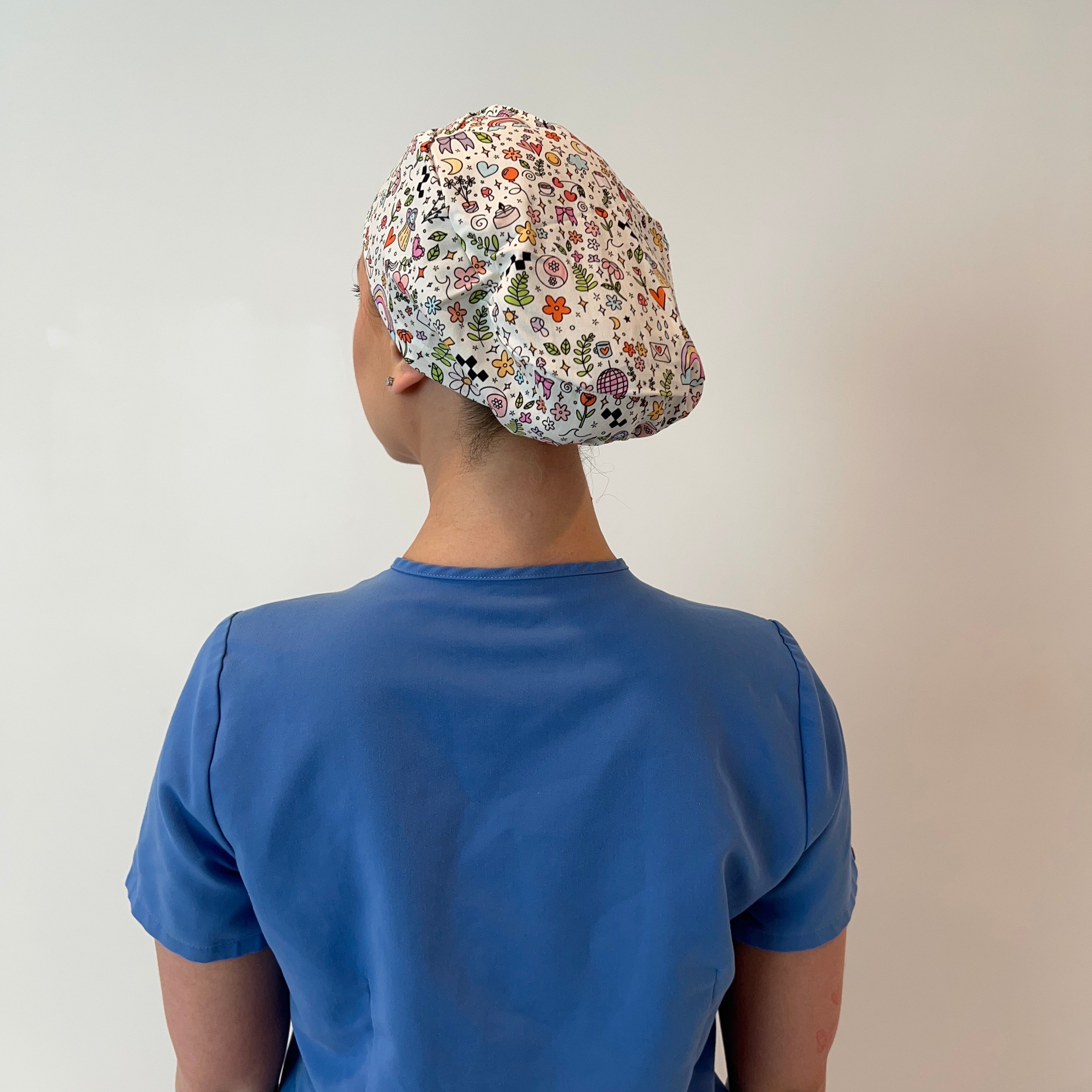 Doodles scrub cap back view