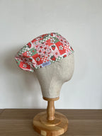 Strawberry Patch print scrub cap side view on mannequin